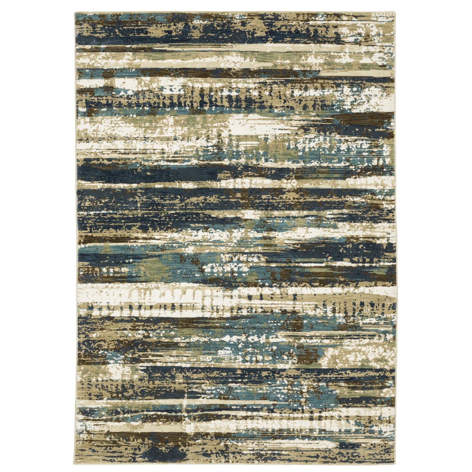 8' X 11' Beige And Blue Abstract Area Rug