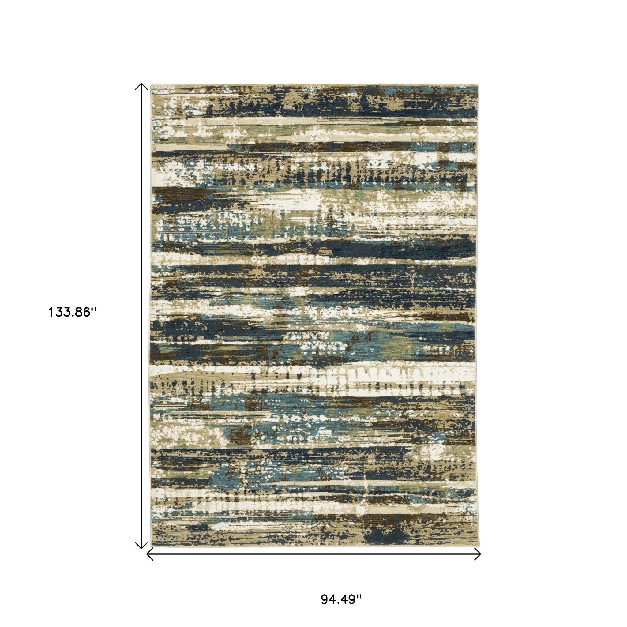 8' X 11' Beige And Blue Abstract Area Rug